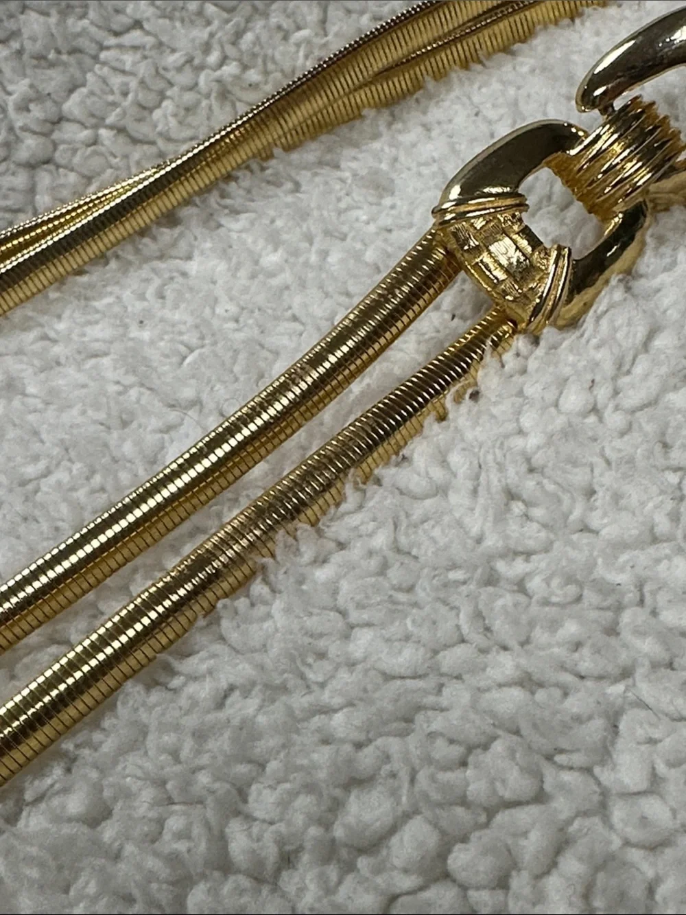 Vintage Stretch Gold-tone Double Snake Chain Belt, Metal Hook & Eye Closure EUC!